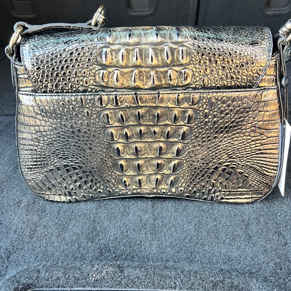 Brahmin Black and Gold Crocodile Shoulder Bag - New with tag, no dust cover - Picture 3 of 7